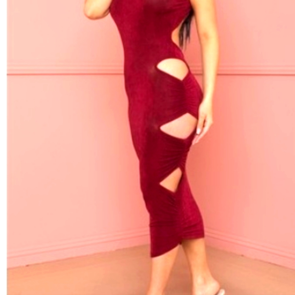 Bianca Midi Dress Burgundy